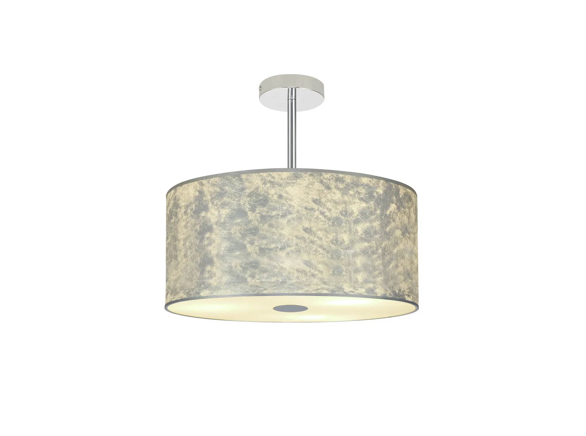 Baymont 40cm Semi Flush 3 Light Polished Chrome, Silver Leaf, Frosted Diffuser DK0792  Deco Baymont CH SL